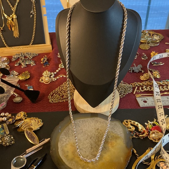 Vintage Monet twisted silver chain  29" Guc - Picture 4 of 11